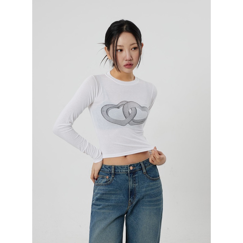 Heart Crewneck Cropped Top CF301