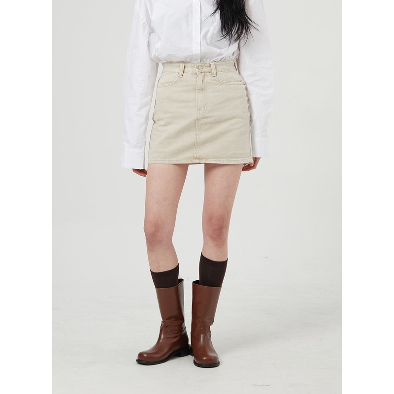 High Waist Cotton Skort OF328|Beige|Light blue|Purple|S|M|L