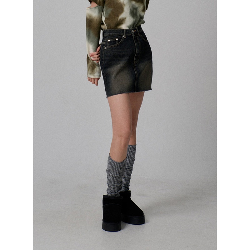 High Waist Denim Mini Skirt IJ310