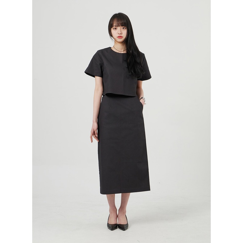 High Waist Maxi Skirt OF328|Beige|Dark gray|S|M