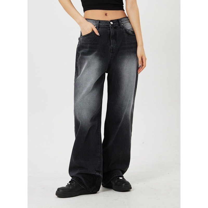 Mid-Rise Baggy Jeans CF328|Black|S|M|L|1XL