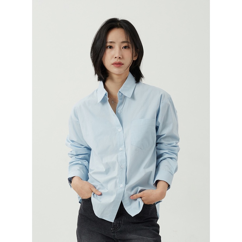 Oversized Basic Shirt OJ311|White|Pink|Light blue|S/M