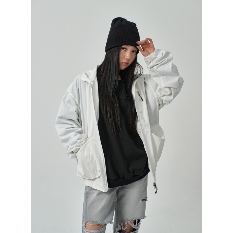 Oversized Zip-Up Jacket IF316|White|Light beige|Beige|Dark green|Black|M/L