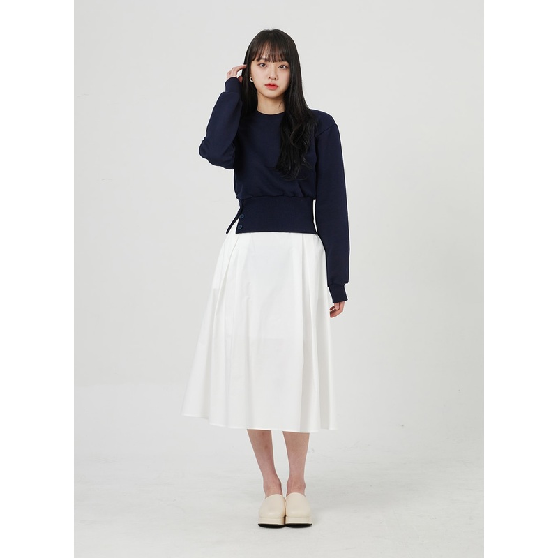 Pleated Maxi Skirt OF322|White|Light yellow|Beige|Black|One Size