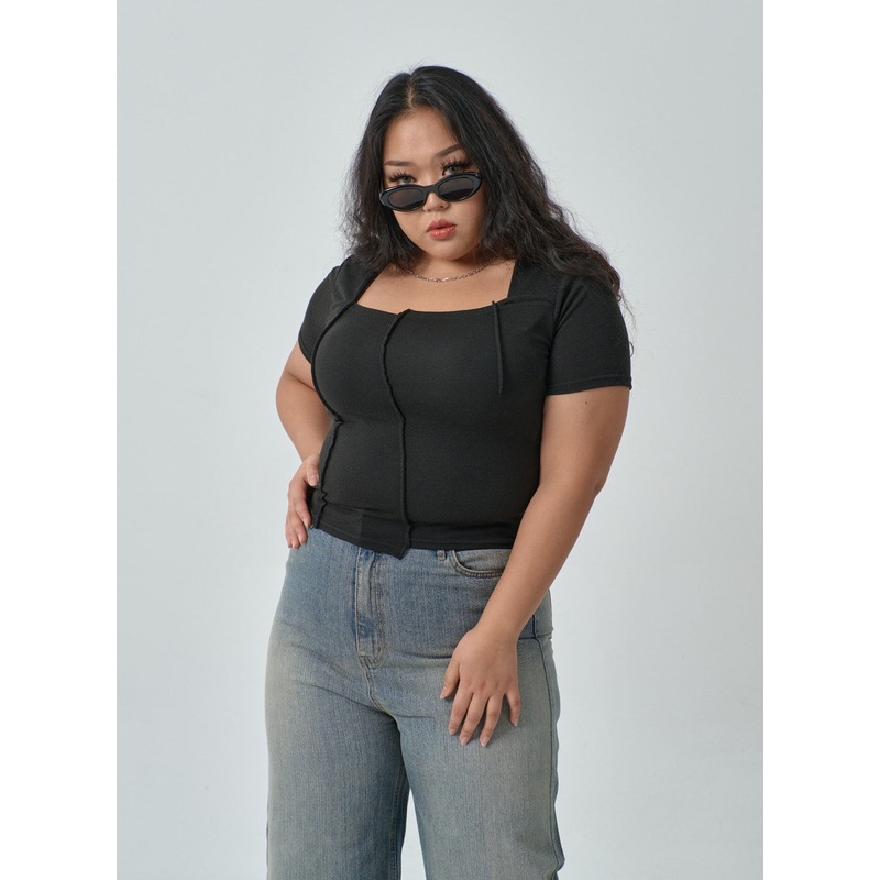 Plus Square Neck Crop T-Shirt IF317
