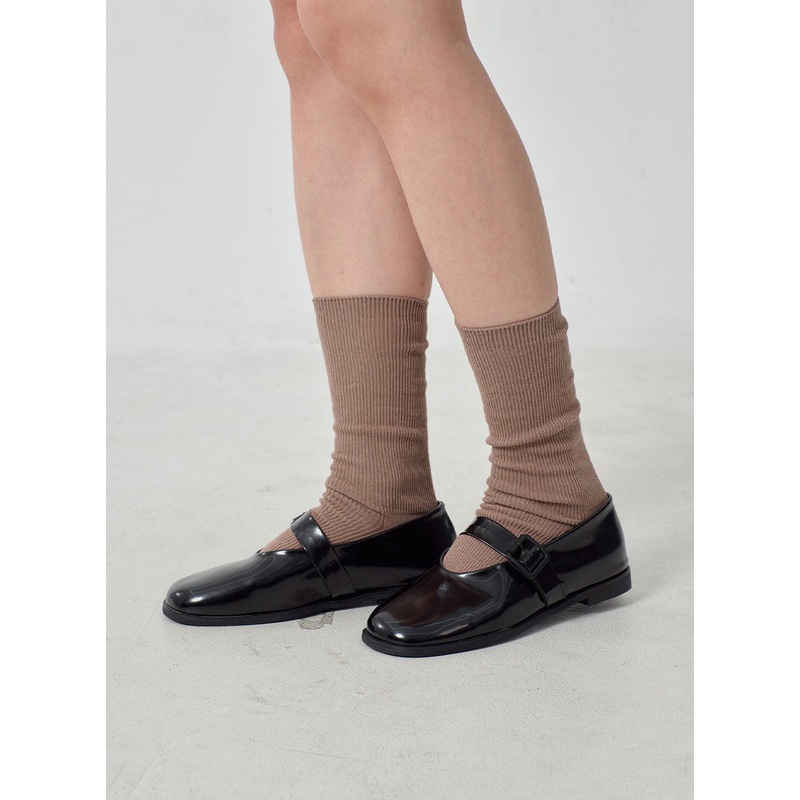 Ribbed Knit Socks OJ331|White|Light beige|Dark beige|Green|Gray|Black|One Size