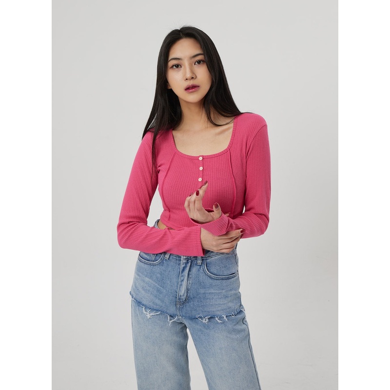 Scoop Neck Ribbed Knit Top BF310