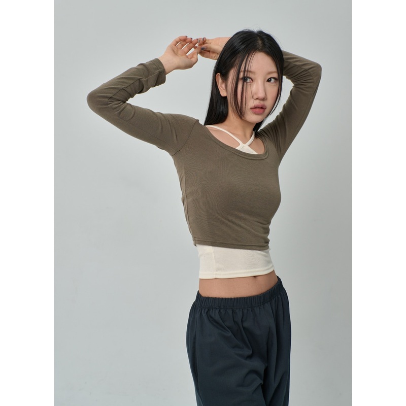 Scoop Neck Top IF314|Dark green|White|Grey|Black|S/M