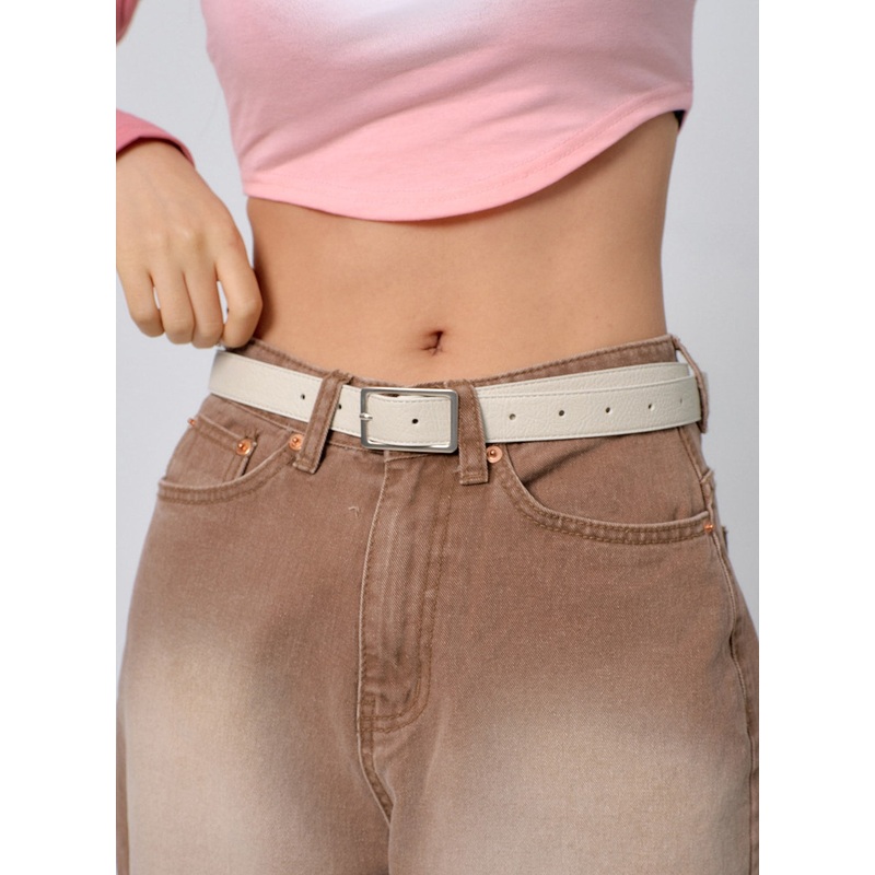 Square Buckle Belt BJ331|White|Black|One Size