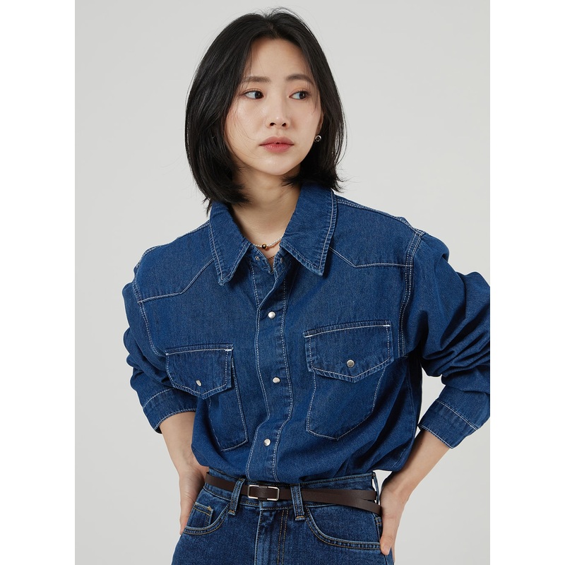 Stitch Detail Denim Shirt OF310
