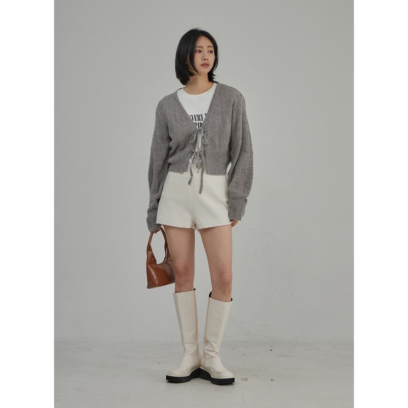 Tweed High Waist Shorts OJ304|Light beige|Beige|Black|S|M