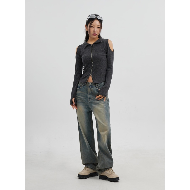 Vintage Wash Wide Leg Jeans CJ319