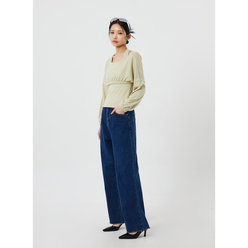 Wide Leg Dark Wash Jeans CF323