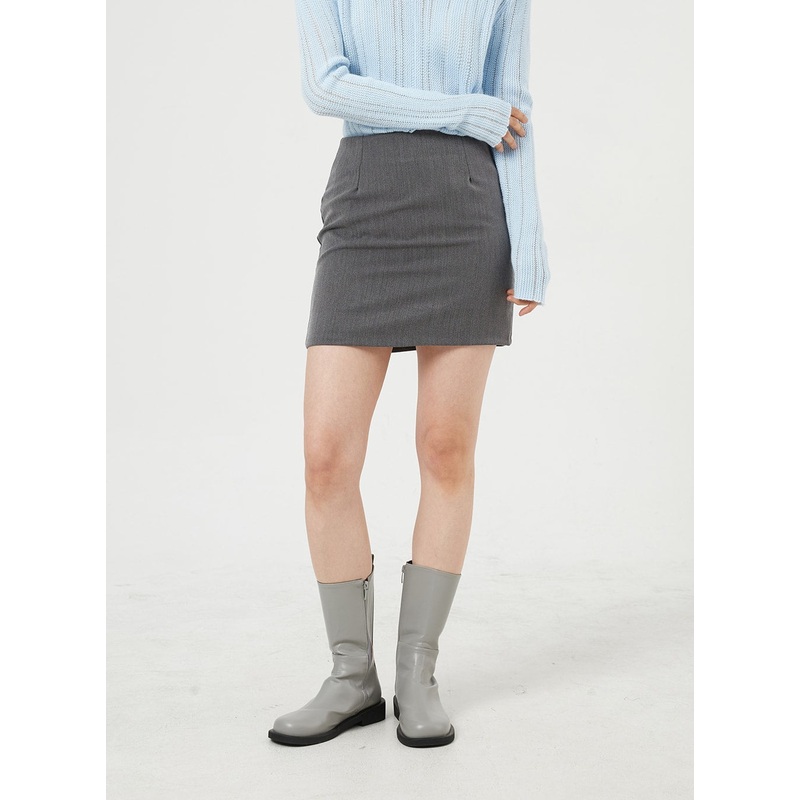 Basic Mini Skirt OM322|Dark gray|Black|S|M