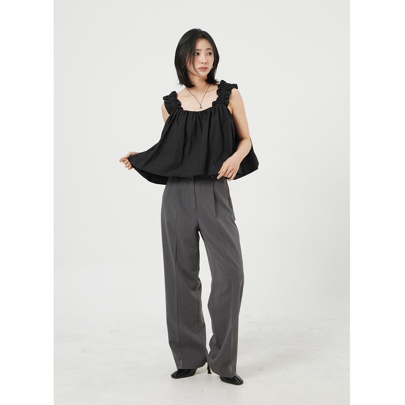 Basic Tailored Pants OM328|Dark beige|Dark gray|Black|S|M|L