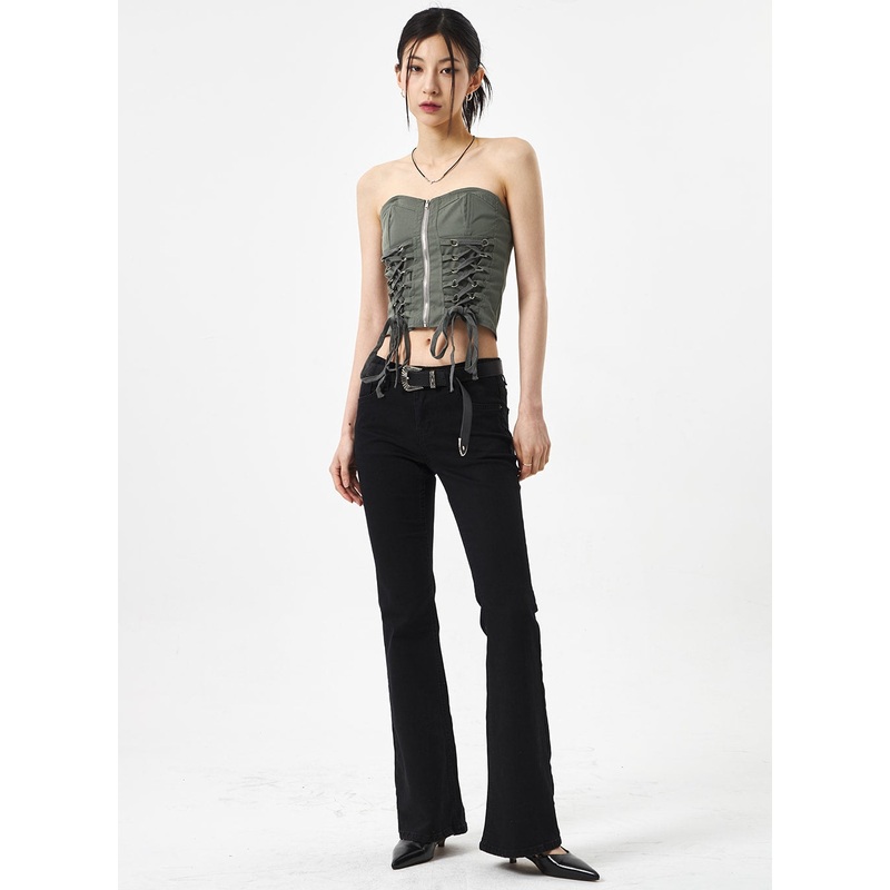 Bootcut Cotton Pants CA310|Black|S|M|L