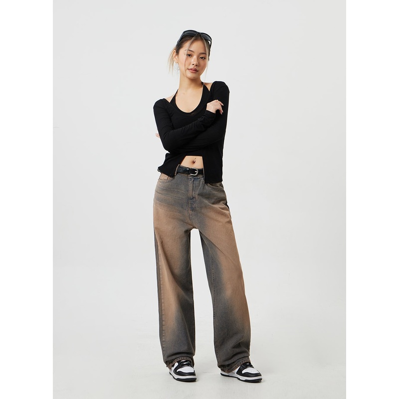 Brown Wash Jeans CM303|Brown|S|M|L