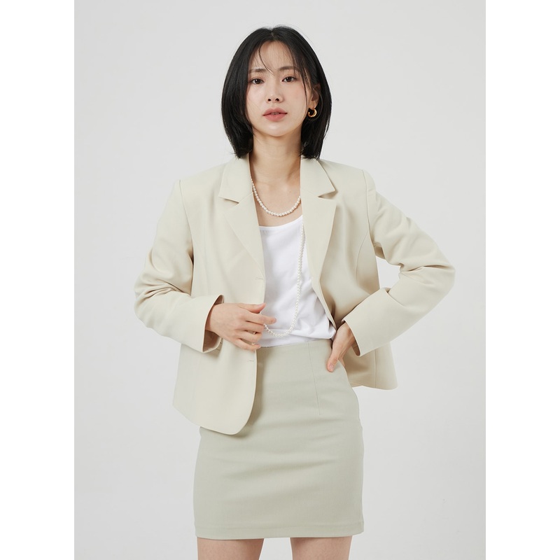 Button Blazer Jacket OM306|Light yellow|Black|S/M