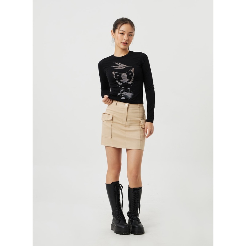 Cargo Mini Skirt CM306|Beige|Dark green|Black|S/M