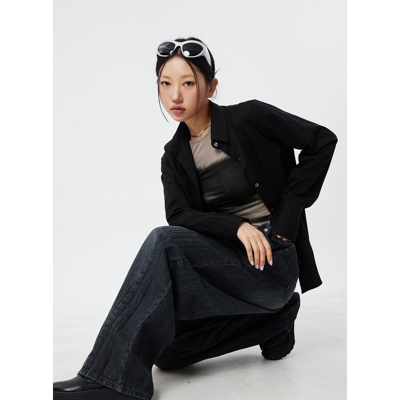 Color Button Shirt CM324|White|Light yellow|Light pink|Light purple|Mint|Light blue|Black|S/M