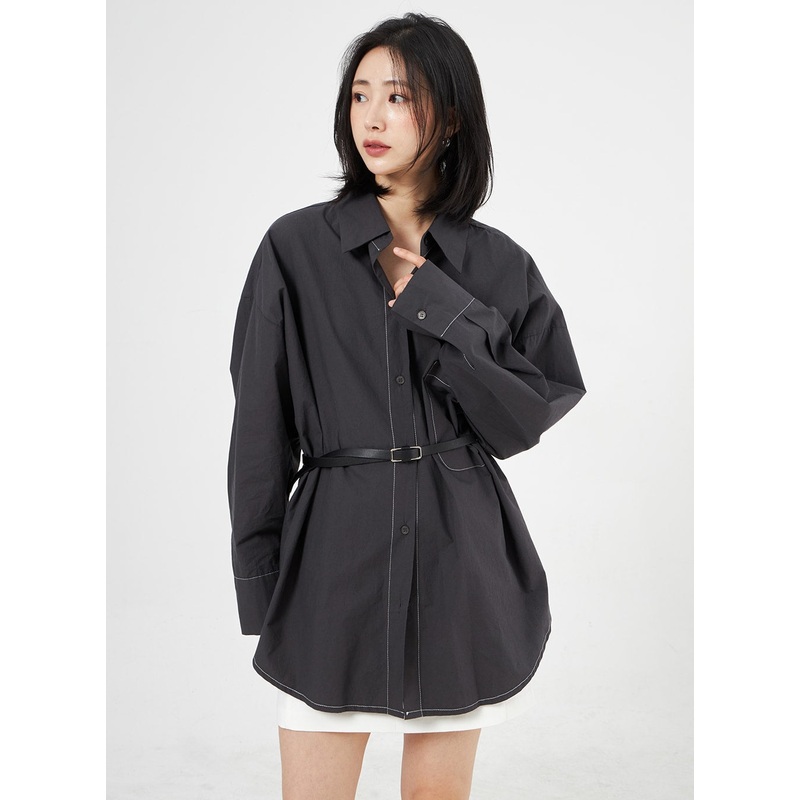 Cotton Oversized Shirt OA307|White|Beige|Dark gray|Black|S/M