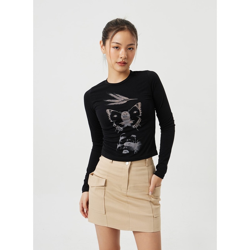 Cropped Graphic Top CM306|White|Black|S/M