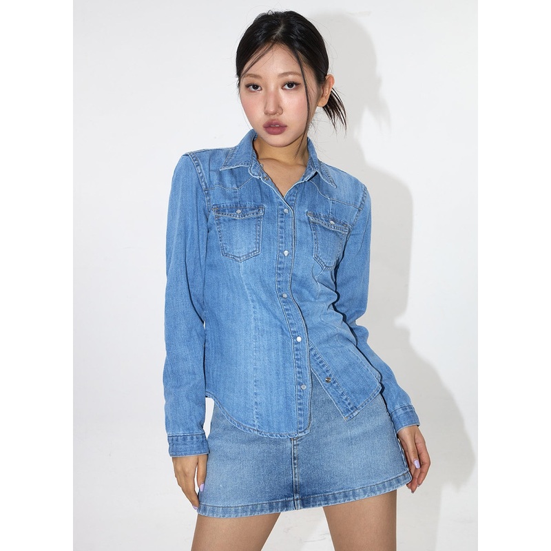 Denim Shirt CA317|Light blue|Dark blue|S|M|L