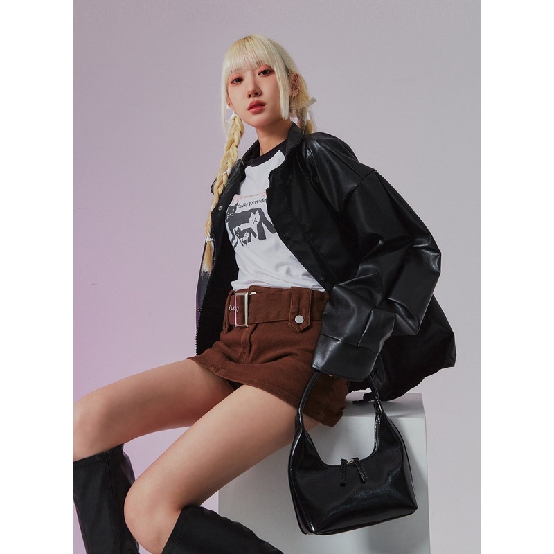 Faux Leather Oversized Jacket BM323