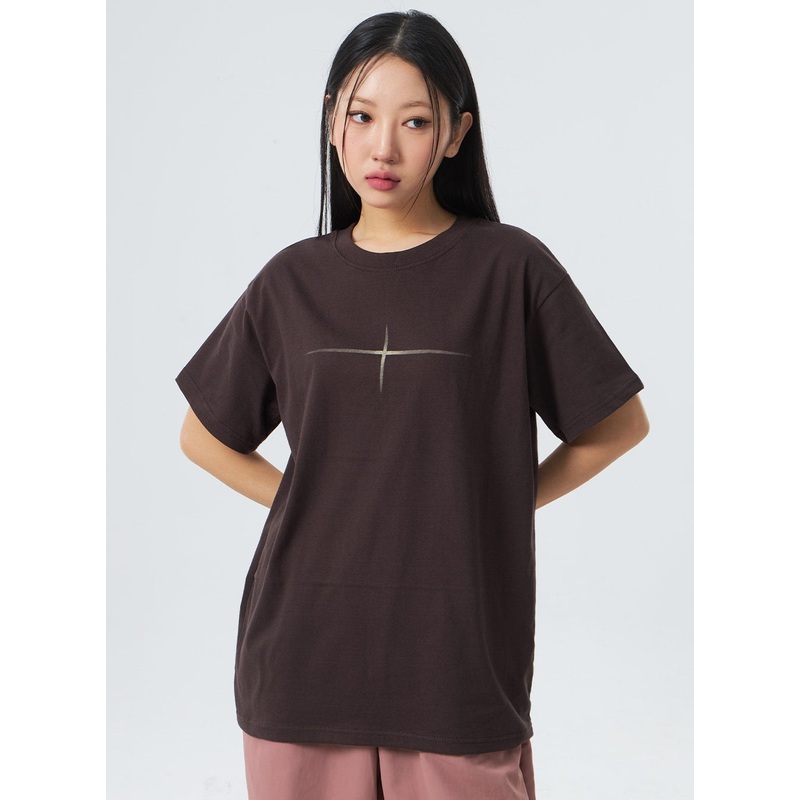 Graphic Oversized Tee CM328|White|Dark brown|Black|S/M
