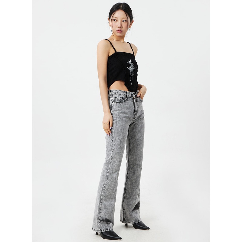 Grey Bootcut Jeans CM324|Gray|S|M|L