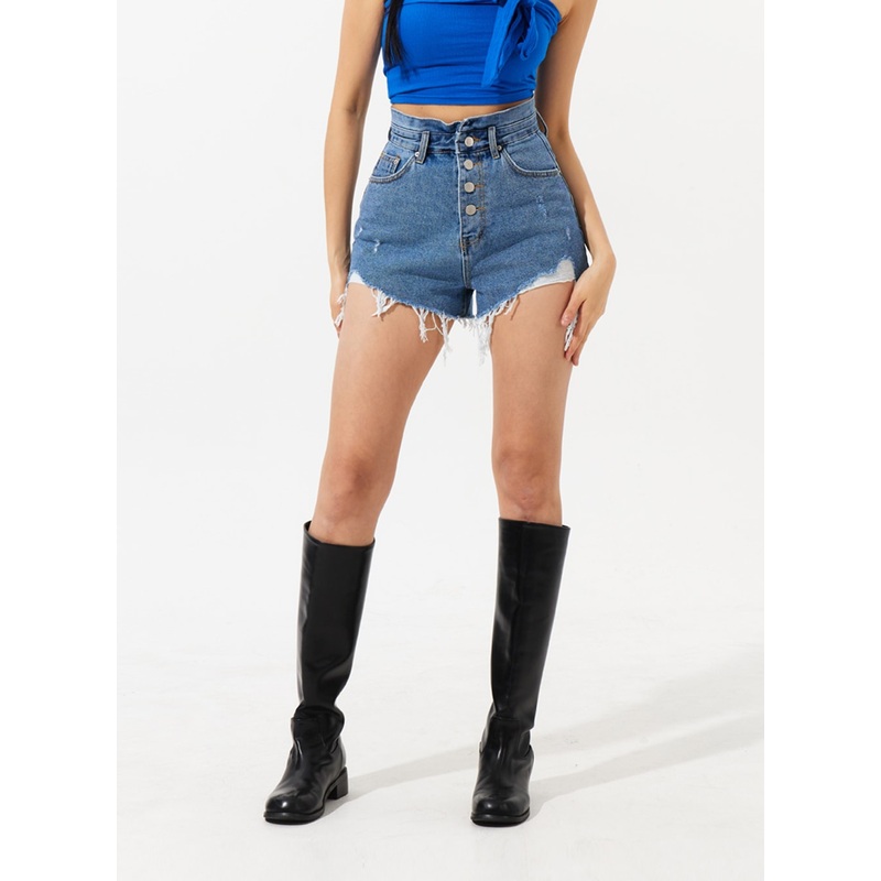 High Waist Denim Shorts IM308|Blue|S|M|L