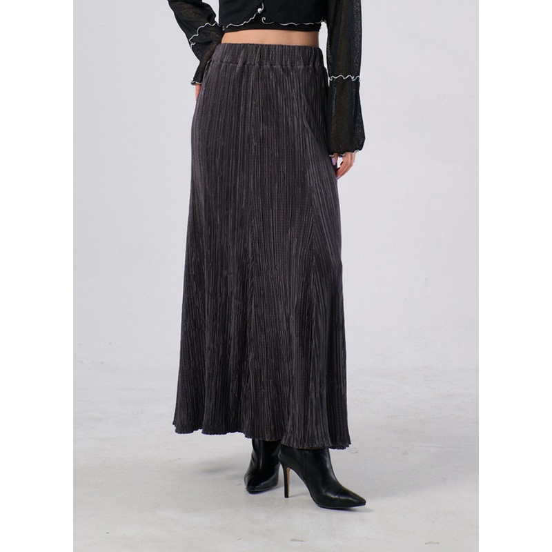 High Waist Maxi Skirt IA305|Light beige|Light grey|Dark grey|Black|S/M