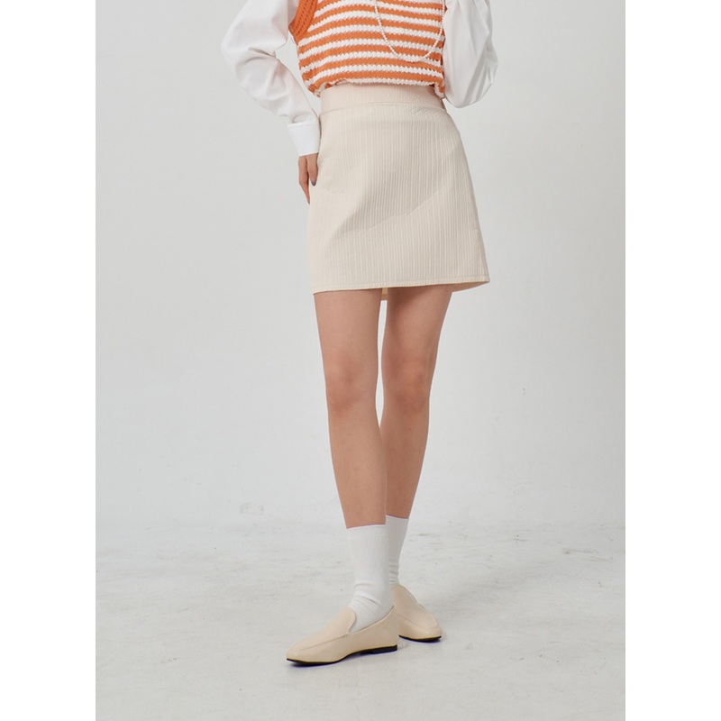High Waist Mini Skirt IM315|Light beige|Black|S/M