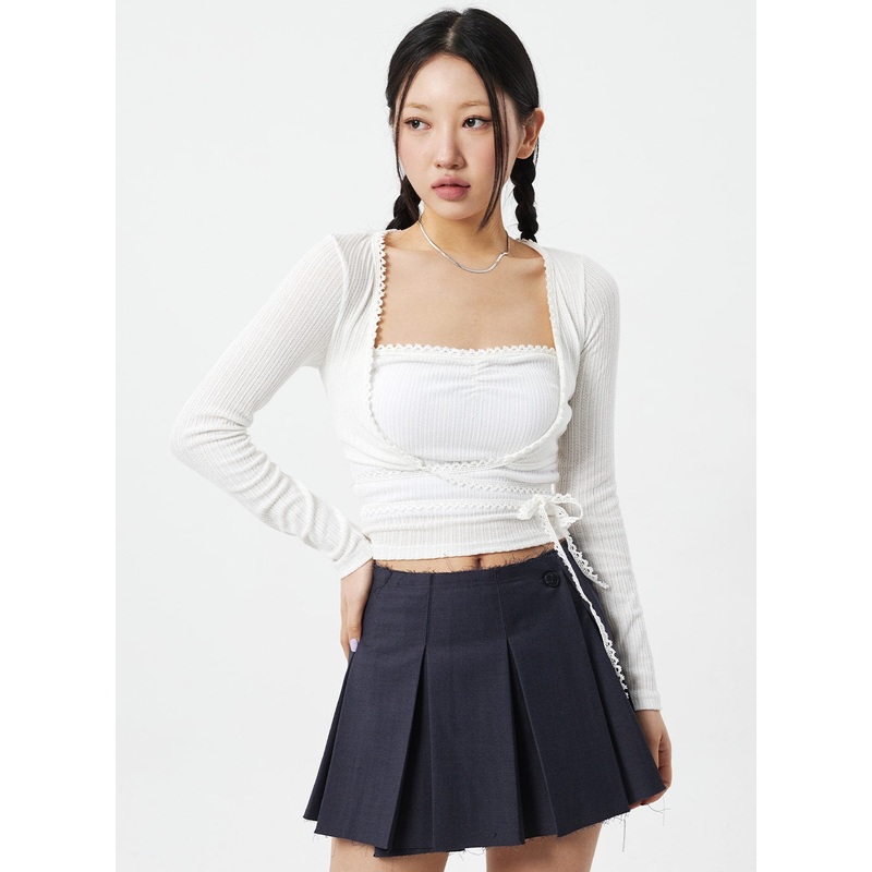 Lace Top And Cardigan Set CM324
