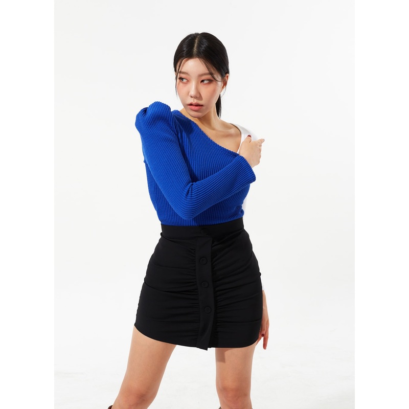 Layered Unbalanced Top IM323|Pink|Blue|Black|S/M