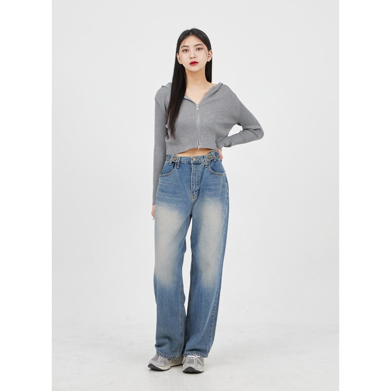 Mid-Wash Baggy Jeans BM321|Blue|XS|S|M