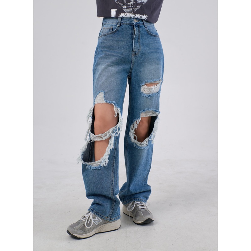 Ripped Knee Jeans IA305|Blue|S|M|L