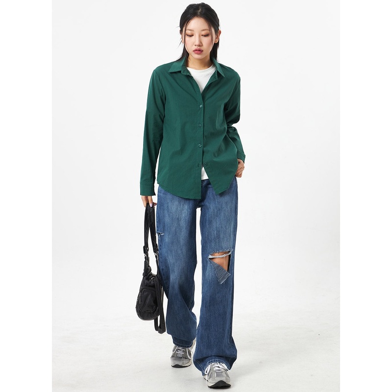Ripped Knee Mid-Wash Jeans CA305