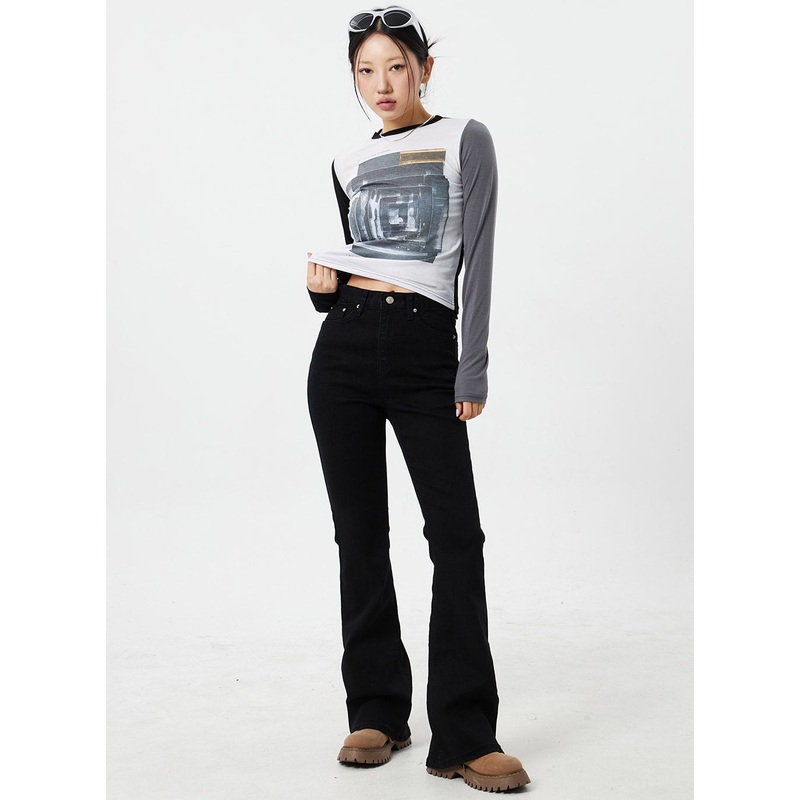 Slim Fit Bootcut Pants CM324|Black|S|M|L