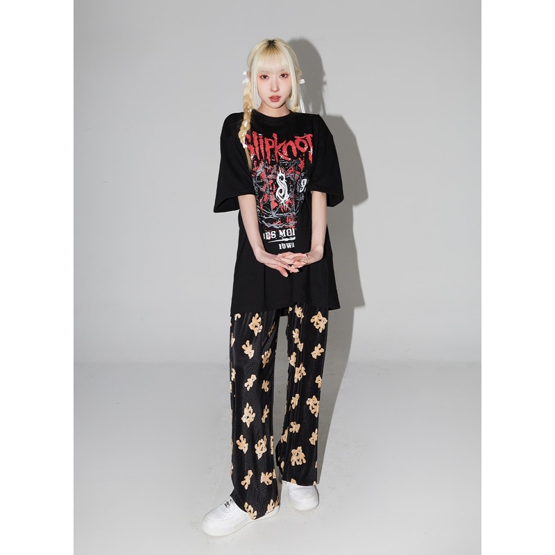 Teddy Bear Track Pants BM327|White|Black|S/M