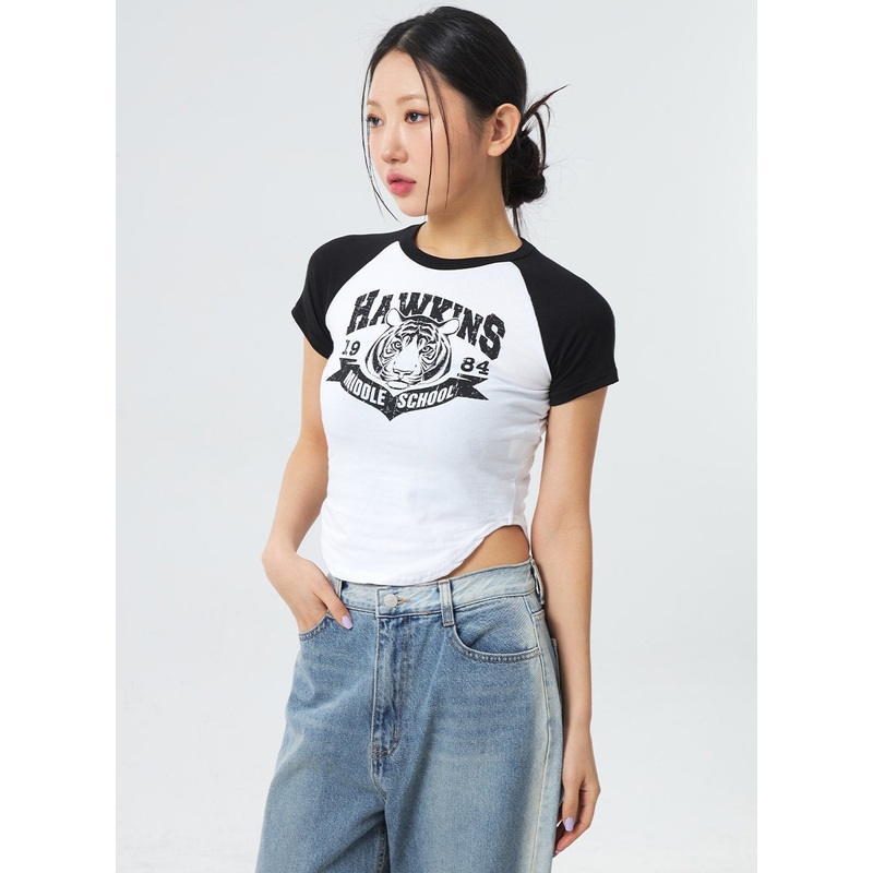 Tiger Two Color Tee CM330|Red|Yellow|Black|S/M