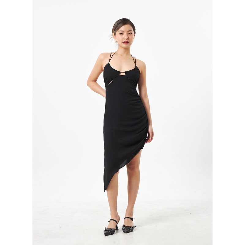 Unbalanced Midi Dress CA305|Light green|Black|S|M