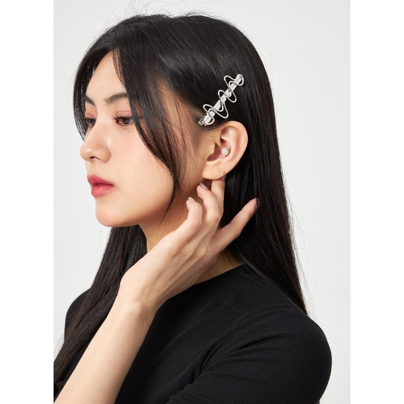 Wave Hair Clip Set BA313|Light gray|Dark yellow|One Size