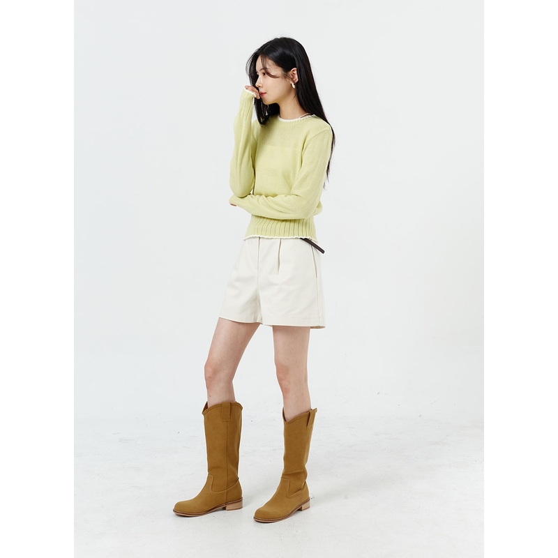 Wide Leg Cotton Shorts OM316|Light beige|Beige|Gray|S|M|L