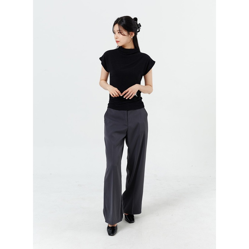Wide Leg Tailored Pants OM320|Gray|Dark gray|Black|S|M|L|1XL|2XL