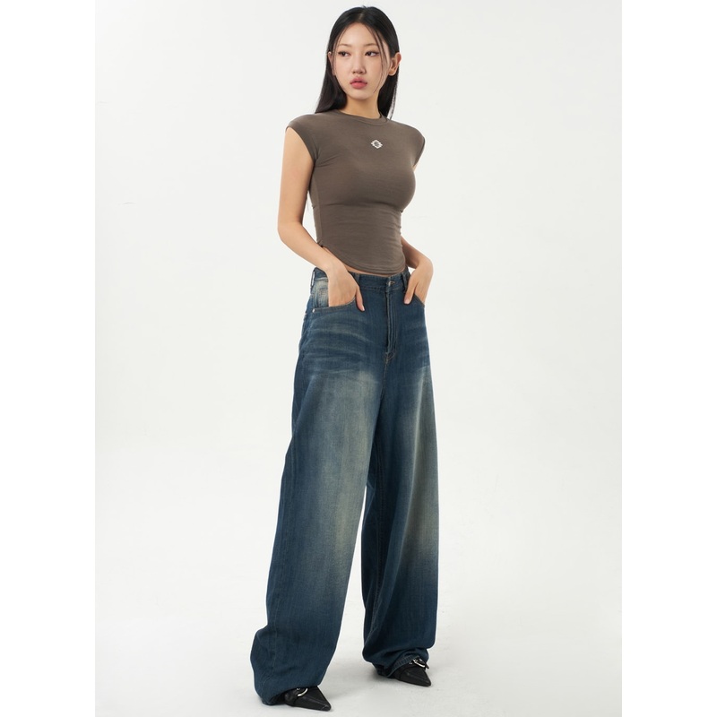 Baggy Low Rise Jeans CA326|Dark blue|Light blue|S|M|L