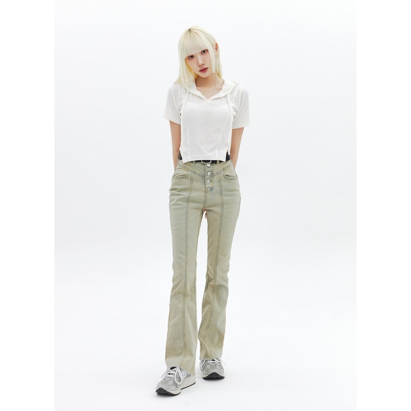 Beige Wash Bootcut Jeans BA320