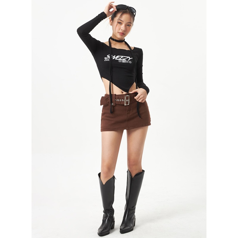Belt Skort CA319|Brown|S|M|L