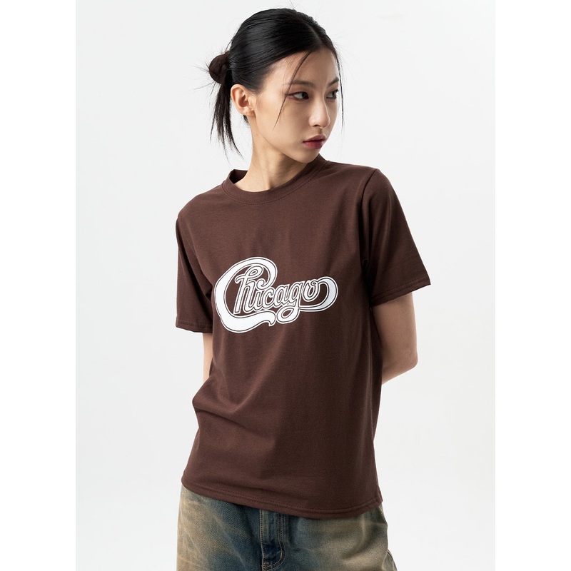 Chicago Graphic Tee CY312|White|Brown|Black|S/M