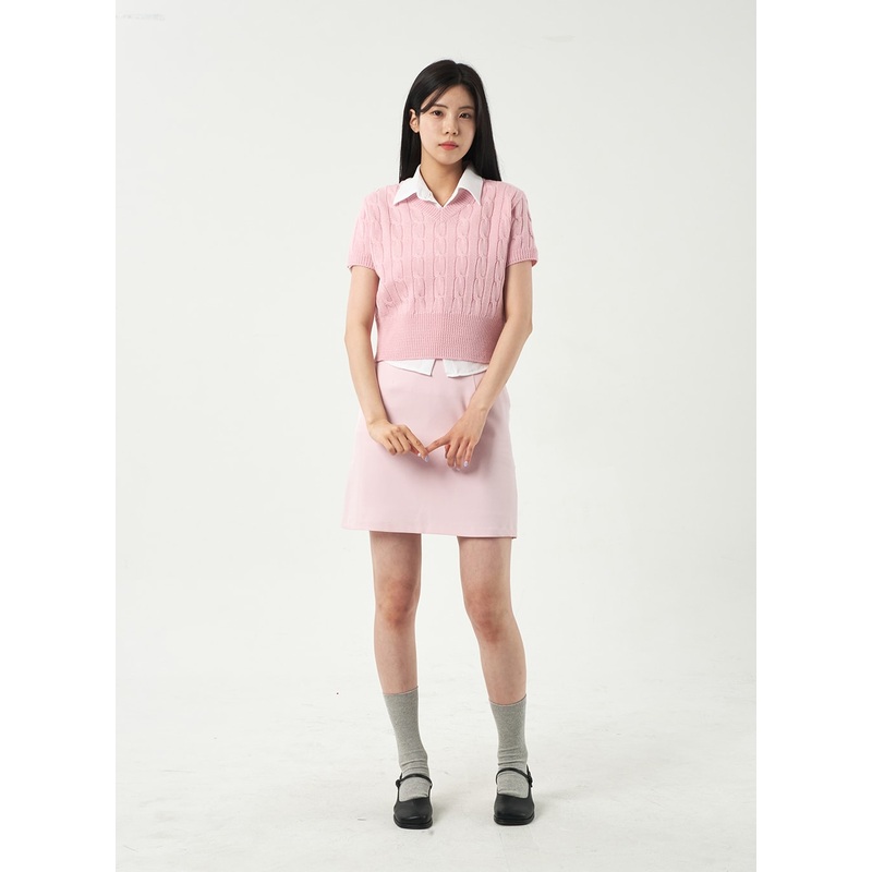 Color Mini Skirt OY301|Light beige|Pink|Purple|Green|Black|S|M